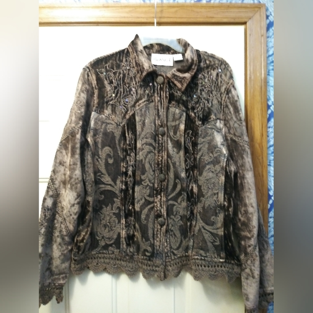 Vintage Flashback Crochet Brown Jacket